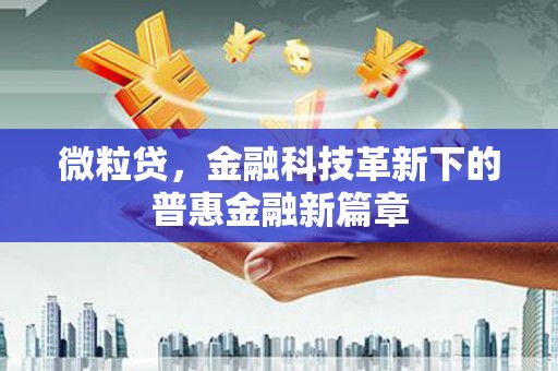 徐汇微粒贷，金融科技革新下的普惠金融新篇章