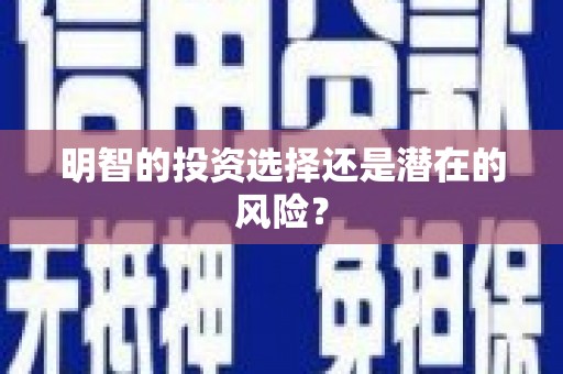 徐汇明智的投资选择还是潜在的风险？