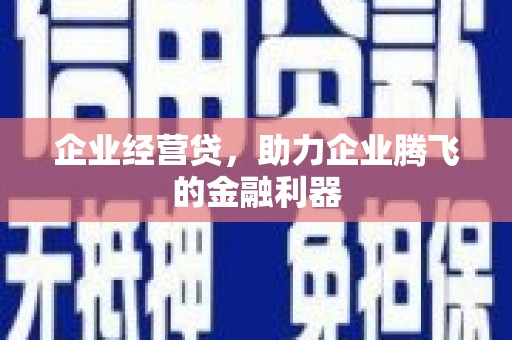 徐汇企业经营贷，助力企业腾飞的金融利器