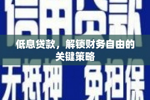 徐汇低息贷款，解锁财务自由的关键策略