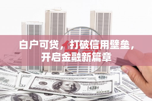 徐汇白户可贷，打破信用壁垒，开启金融新篇章