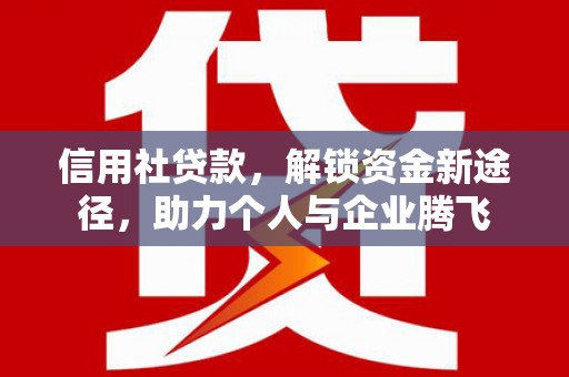 徐汇信用社贷款，解锁资金新途径，助力个人与企业腾飞
