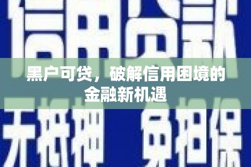 徐汇黑户可贷，破解信用困境的金融新机遇